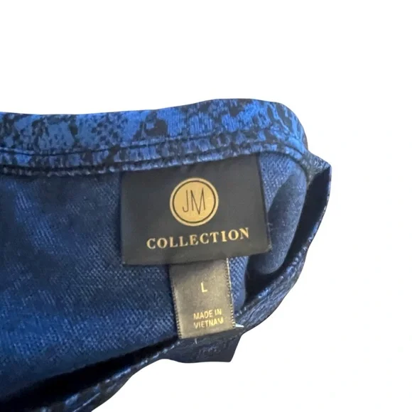 JM Collection Blue Snakeskin Blouse - Picture 4 of 5